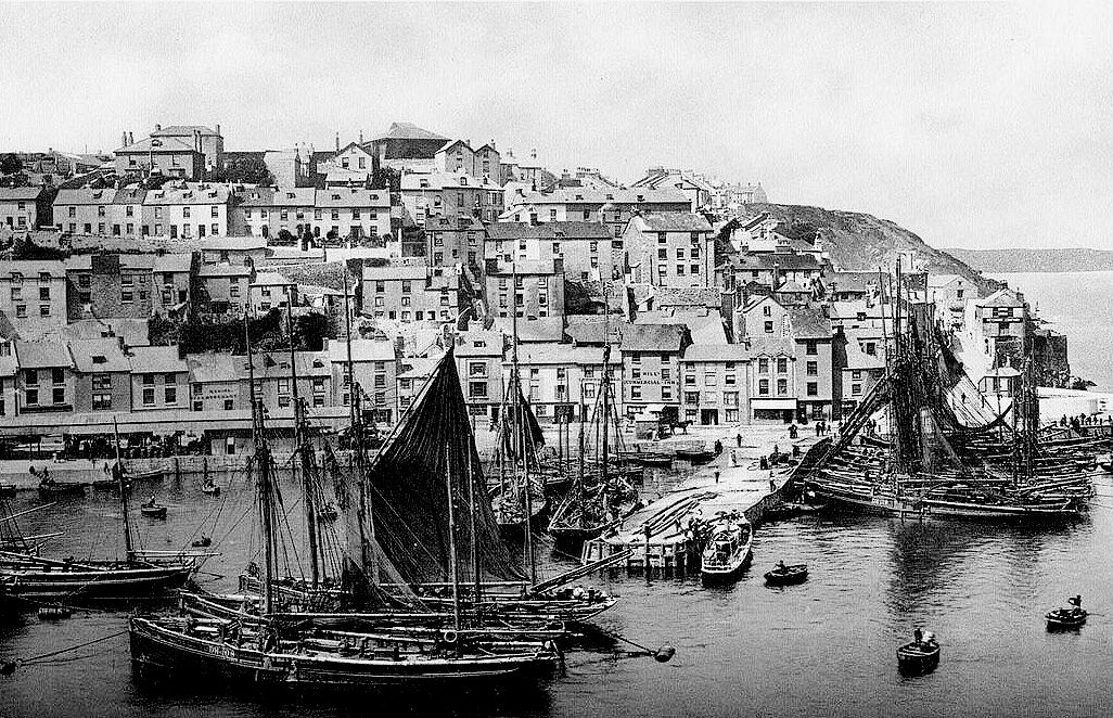 Historic Brixham harbour with the trawler fleet